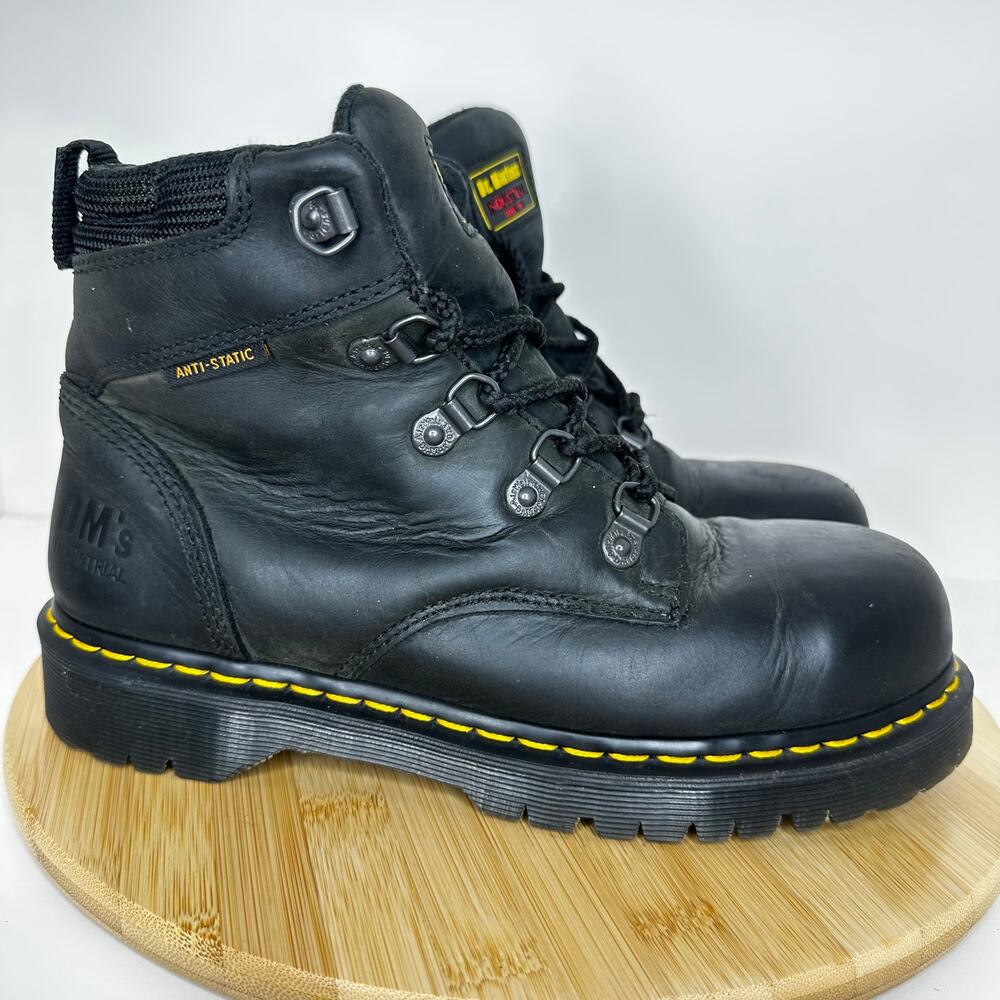 Dr. Martens Holkham Steel Toe SD Safety Boots Black Leather Womens 9 Mens 8